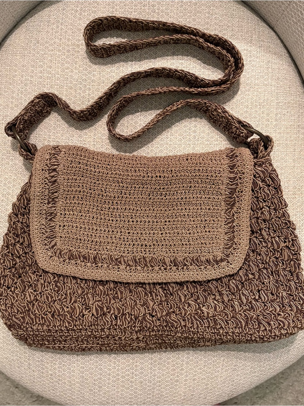 Boho Crochet Shoulder Bag in Light Brown